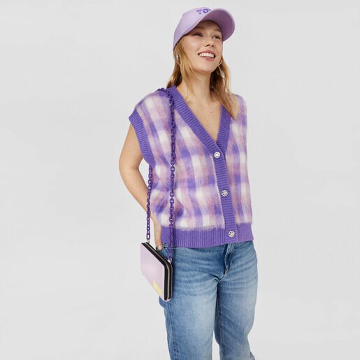 Portefeuille accroché avec pochette pour téléphone portable mauve TOUS Carol