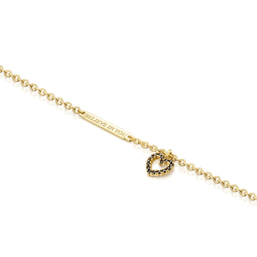 Pulsera corazón espinelas baño de oro 18 kt sobre plata