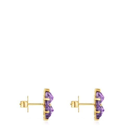 Gold Earrings with amethyst Daisy