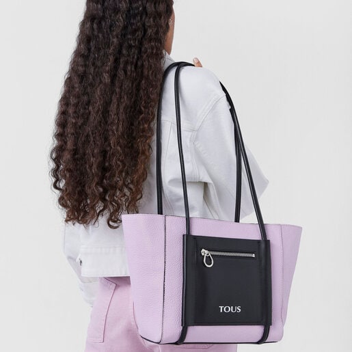 Medium mauve and black leather TOUS Empire Shopping bag