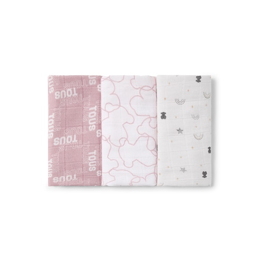 Pack de 3 mini mussolines MMuse rosa