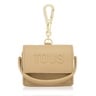 サンドカラーのクロスボディ・ミニバッグ型キーホルダー Audree