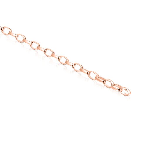 Bracciale ovale con placcatura in oro rosa 18 kt su supporto in argento