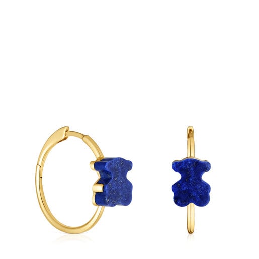 Gold bear Hoop earrings with lapis lazuli TOUS 1950