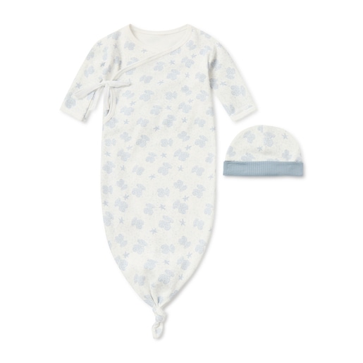 Baby pyjamas and hat set in Illusion blue