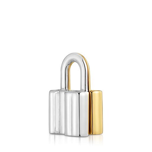 قلادة على شكل دبدوب مُرصّعة بحلية على شكل قفل بدَرجتَي لون مقاس 26 مم من تشكيلة TOUS Unlock