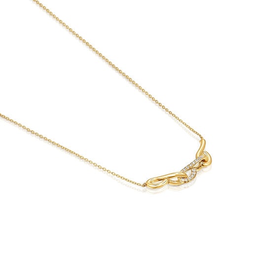 Gold Bent Necklace with diamonds