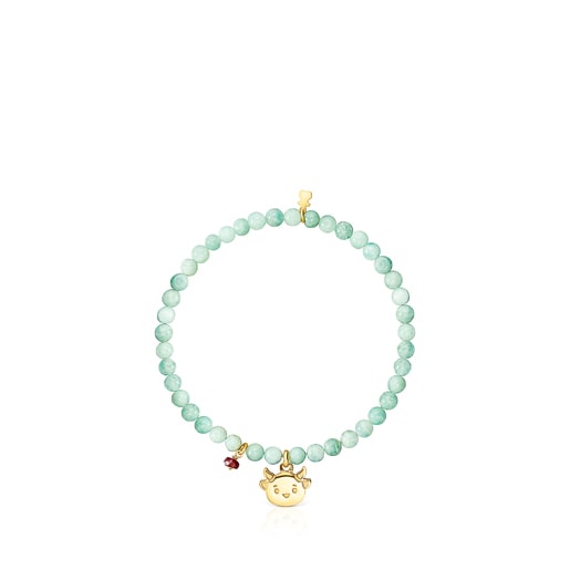 Chinese New Year Ox Bracelet in Vermeil silver and Amazonite
