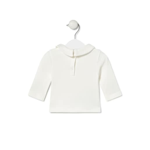 Long-sleeved baby t-shirt in Cosmic ecru