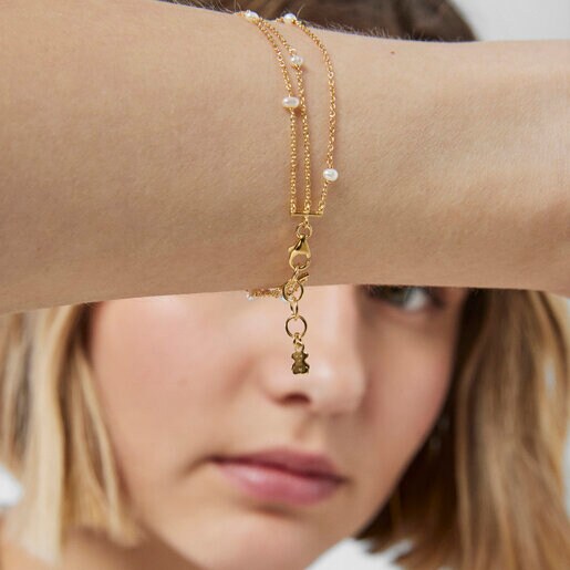 Gold Oceaan shells-chains Bracelet with pearls