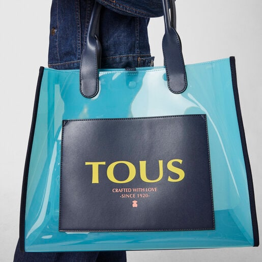 Большая прозрачная синяя сумка-shopping Amaya Vinyl