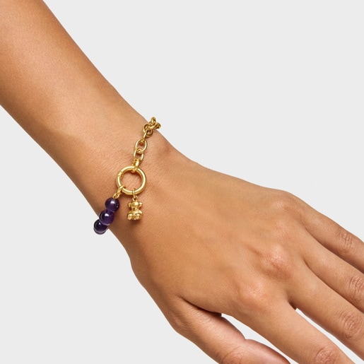 Pulsera con baño de oro de 18 kt sobre plata y amatista Hold