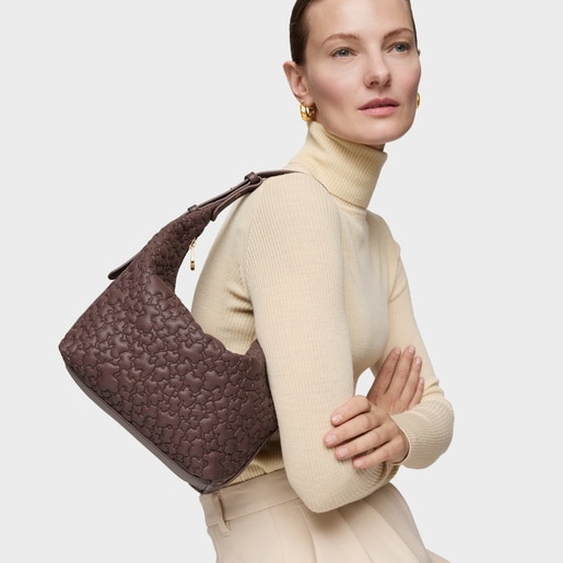 Bolso de hombro mediano marrón Tous Puffy Bear