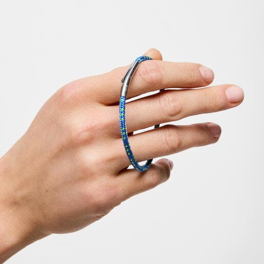 Pulsera con cordón azul y acero TOUS Basics