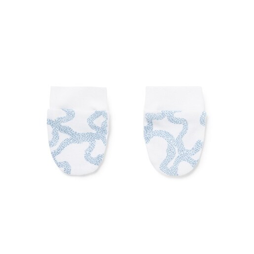 Baby hat and mittens set in Kaos blue