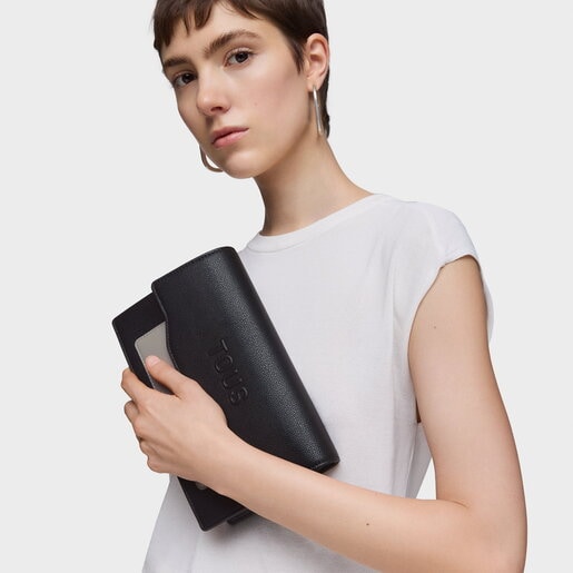 حقيبة كلاتش باللونين الأسود والرمادي من تشكيلة Saffiano Audree