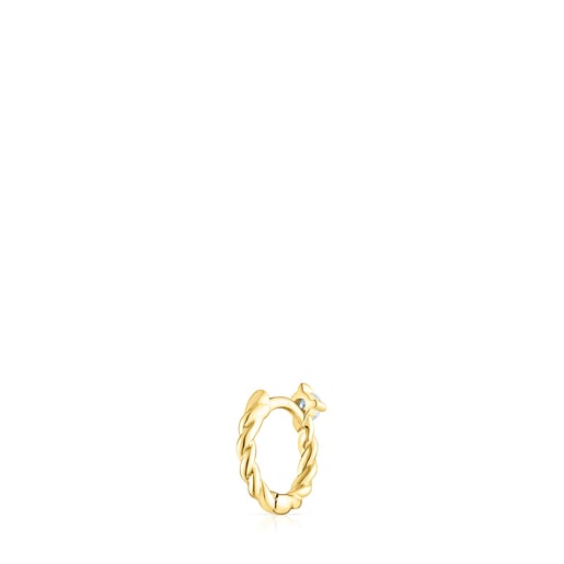 Gold Twisted Hoop earring with diamond