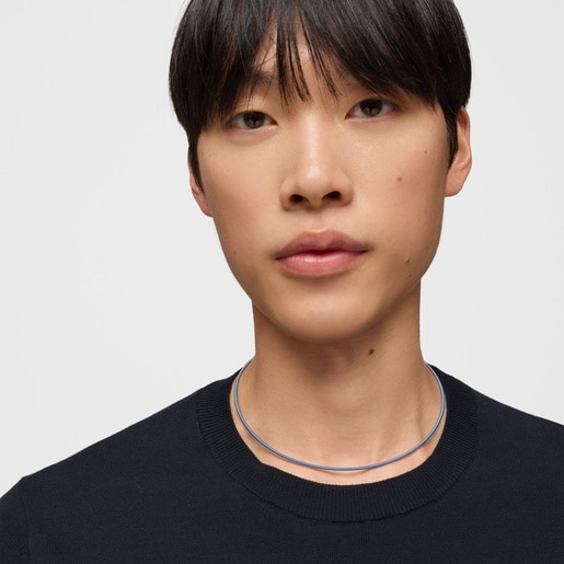 Collar de acero turquesa 2 mm TOUS Mesh Tube