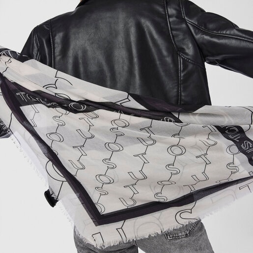 White Script Soft Scarf