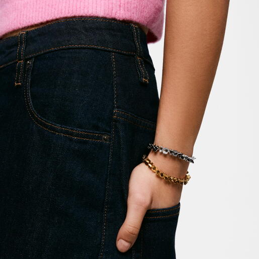 Pulsera cadena de acero en color dorado con motivos oso Carrusel