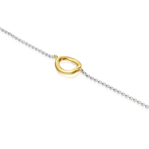 Pulsera bicolor con anilla con baño de oro 18 kt sobre plata TOUS Hav