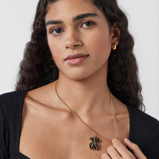 Large Silver Vermeil Fragile Nature Pendant with Onyx