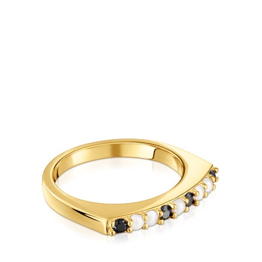 Mały pierścionek TOUS Basic Colors ze srebra, pokryty 18-karatowym złotem, z kamieniami szlachetnymi