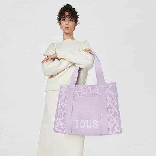 モーブカラーのラージ・ショッピングバッグ Kaos Pix Amaya