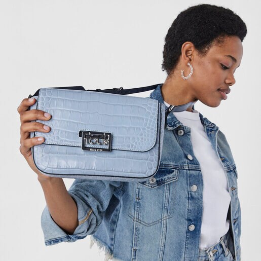 Sac à bandoulière TOUS Legacy Wild en cuir bleu ciel