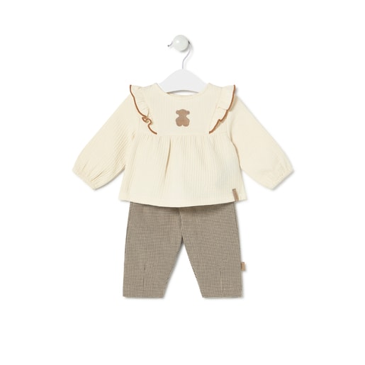 Girls outfit in Brown ecru