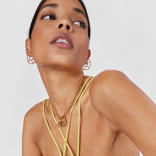 Silver vermeil Gregal hoop earrings with rhodolites