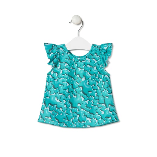 Girls sleeveless dress in MKaos green