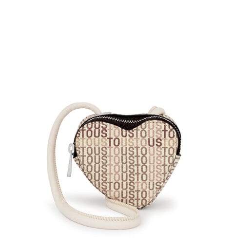 TOUS Heart Shaped Embossed Leather Coin Purse 