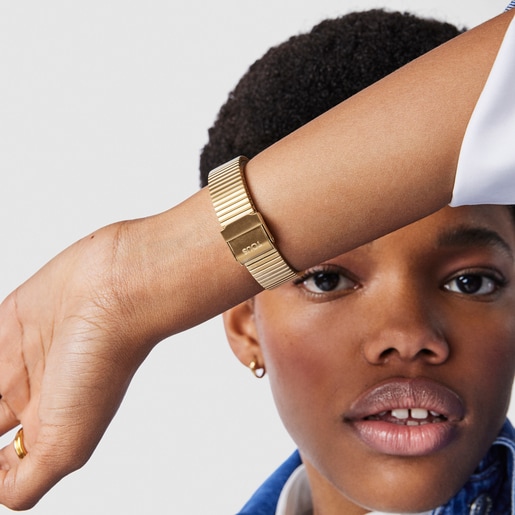 Reloj analógico Heritage Gems de acero IP dorado con esfera de Lapislázuli