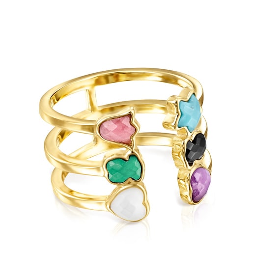 Glory Open Ring in Silver Vermeil with Gemstones | TOUS