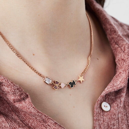 Rose Vermeil Silver Join Necklace with Gemstones | TOUS