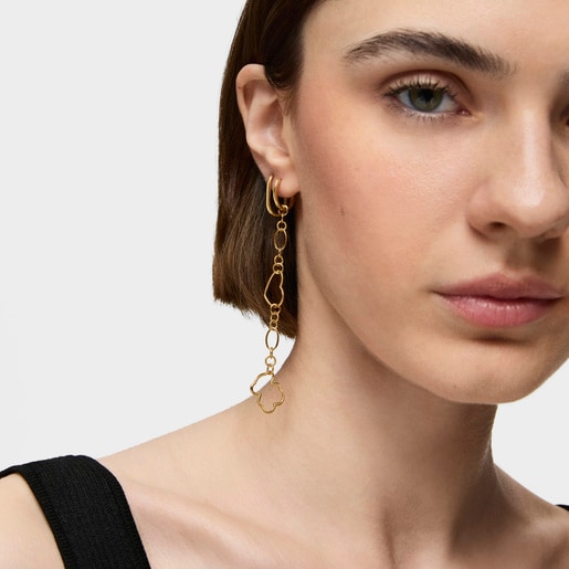 New Silueta single long Earring with 18kt gold plating over silver and motifs