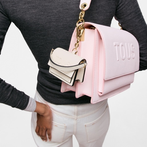 Llavero mini bandolera beige Audree