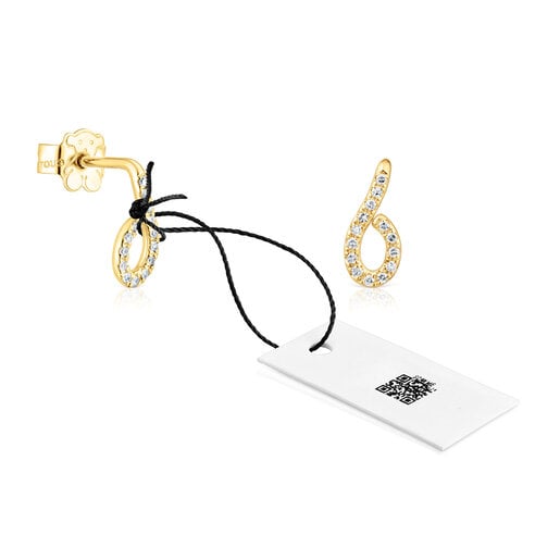 Gold Bent Earrings with diamonds