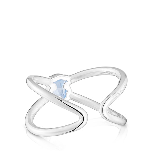 טבעת Icon Color LGG קטנה מכסף בשילוב אבן ספינל מעבדה כחולה