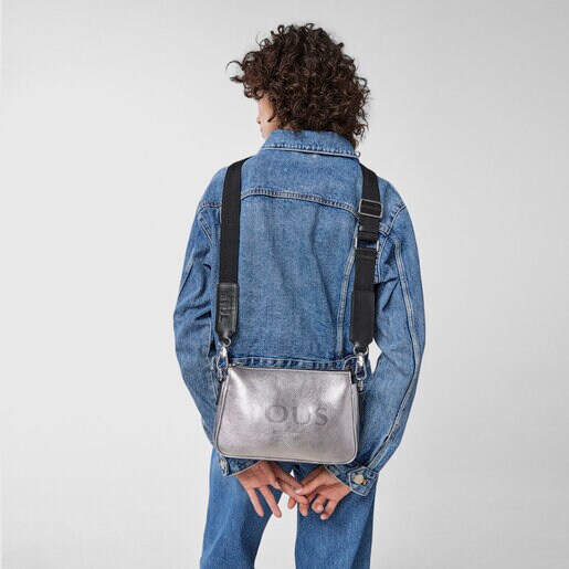 Sac à bandoulière TOUS Empire en cuir argenté