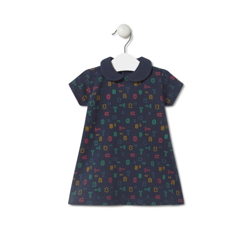 Dress with multicoloured letters in Casual navy blue