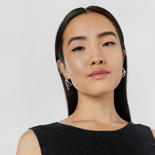 Silver Bent Hoop earrings