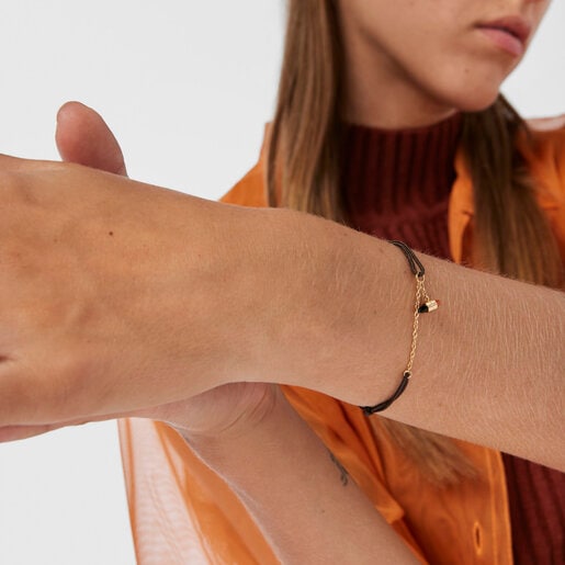 Nylon and gold Lure Bracelet with carnelian and onyx | TOUS