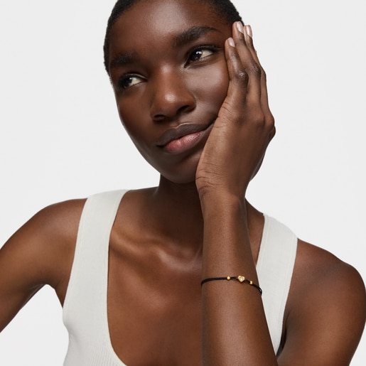Gold Bracelet with lab-grown diamond and black nylon TOUS Lili