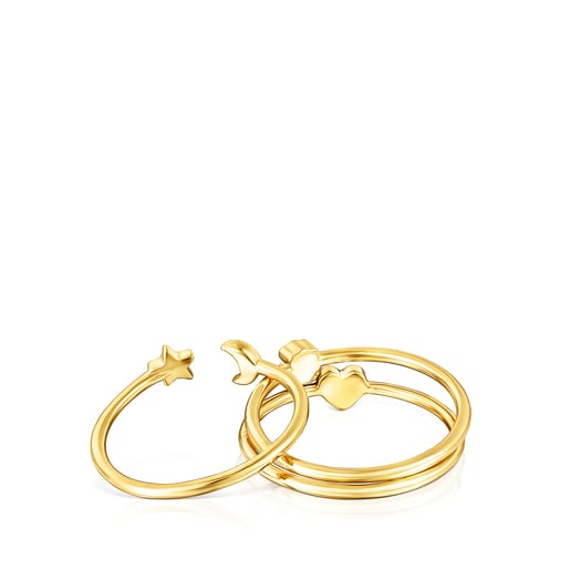 Set of Silver Vermeil Nocturne Rings with Diamonds | TOUS