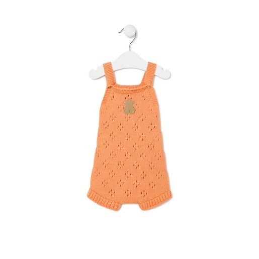 Knitted baby romper in Tricot orange