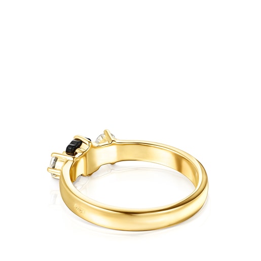 Silver Vermeil Glaring Ring with Onyx and Zirconia