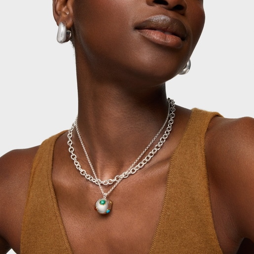 Two-tone Pendant with gemstones TOUS Warm