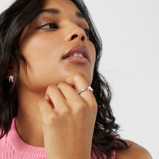 Silver TOUS Fellow Ring with a pearl